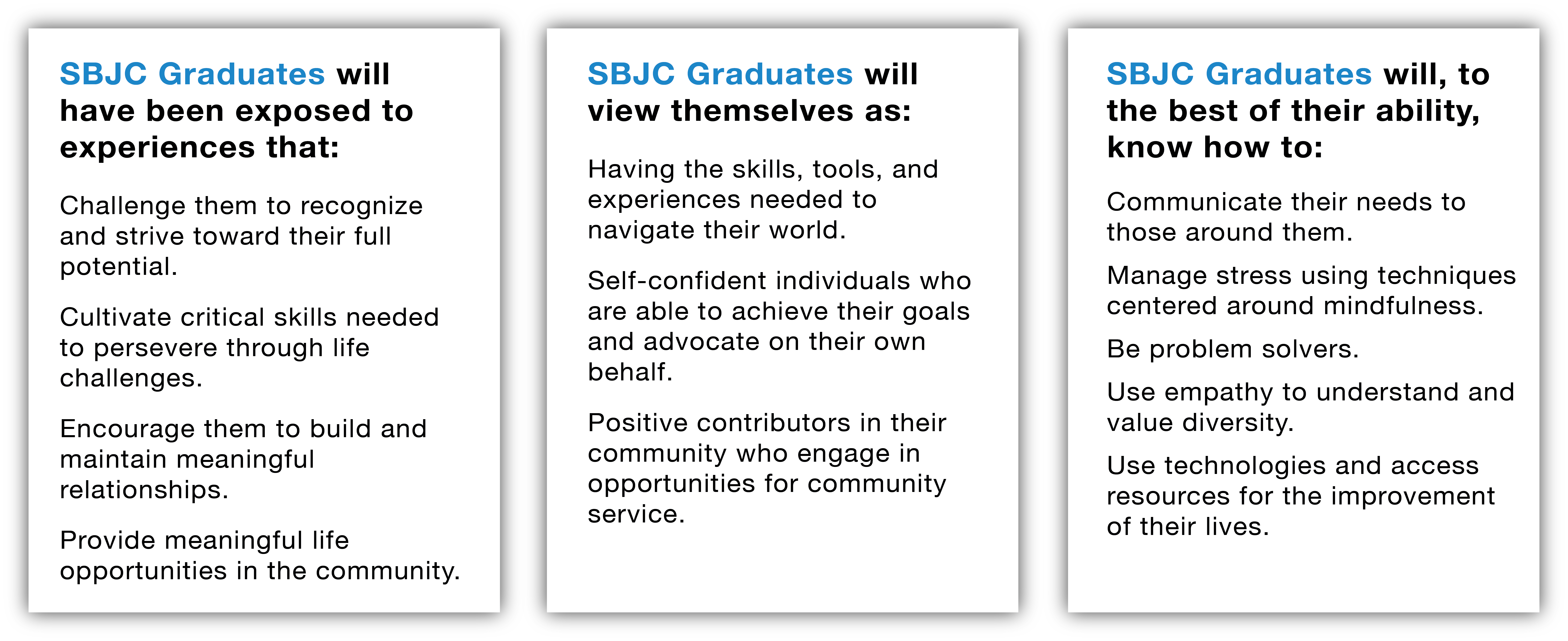 SBJC's profile of a graduate